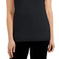 Karen Scott Blusa feminina de algodão com decote redondo, preta, tamanho XX-G