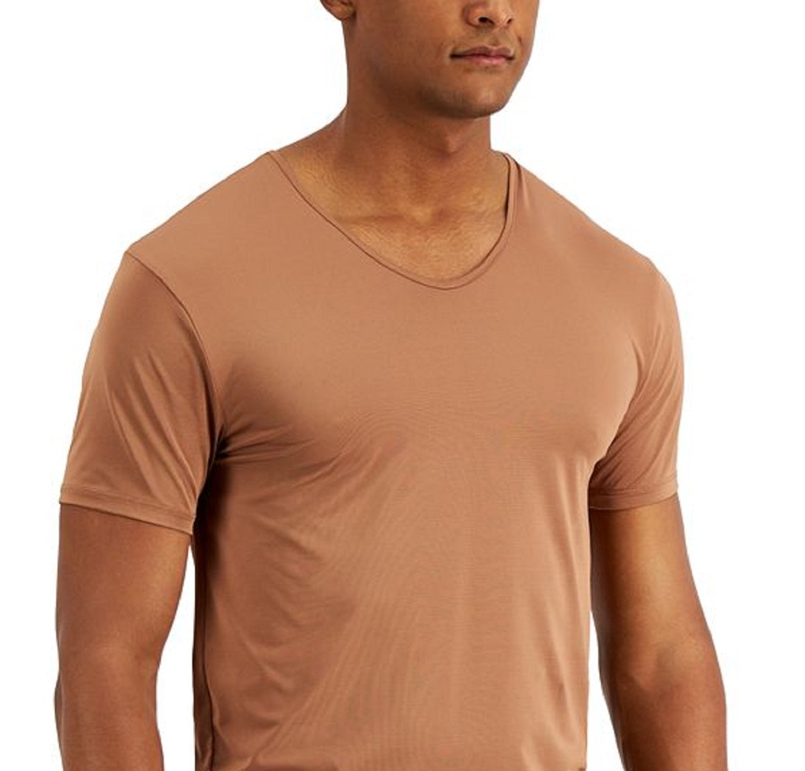 Camiseta masculina Alfani com decote em V e malha marrom, tamanho extragrande