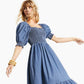 Vestido jeans feminino com manga bufante e estampa floral, tamanho XS, da INC International Concepts