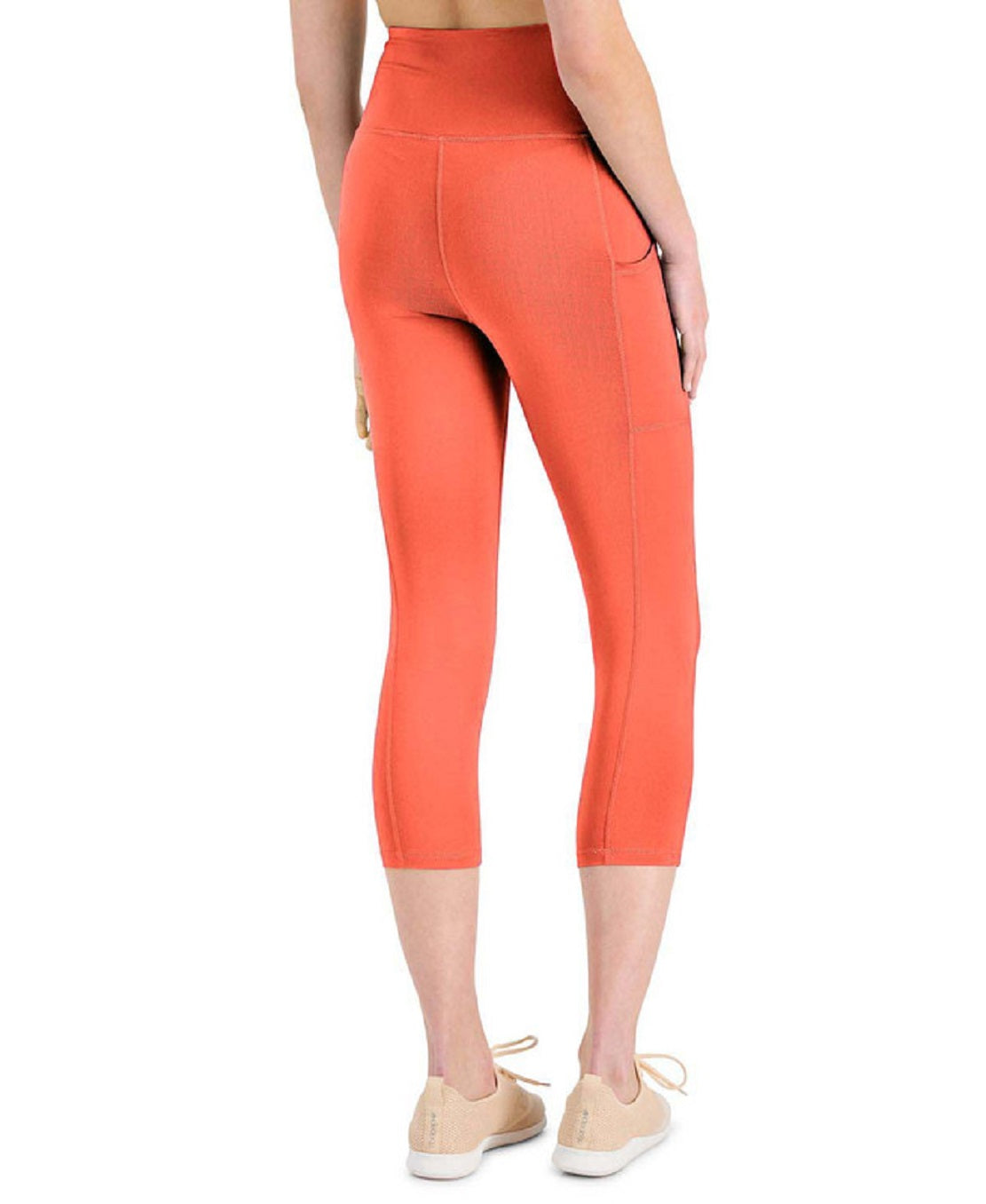 ID Ideology Leggings Cropped Femininas Cintura Alta Bolso Lateral Laranja Tamanho Médio