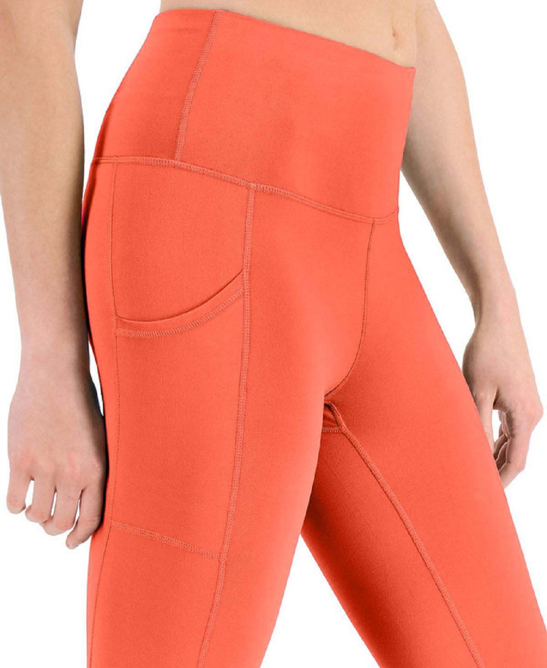 ID Ideology Leggings Cropped Femininas Cintura Alta Bolso Lateral Laranja Tamanho Médio