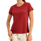 Camiseta feminina ID Ideology com gola redonda perfurada, vermelha, tamanho X-S
