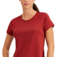 Camiseta feminina ID Ideology com gola redonda perfurada, vermelha, tamanho X-S
