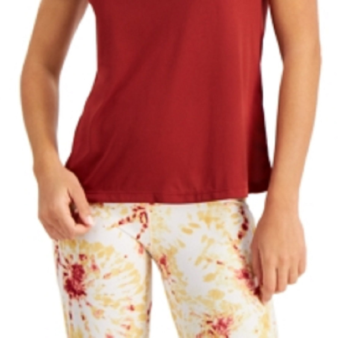 Camiseta feminina ID Ideology com gola redonda perfurada, vermelha, tamanho X-S