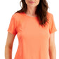 Camiseta feminina ID Ideology com gola redonda perfurada, laranja, tamanho X-S