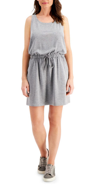 ID Ideology Vestido feminino sem mangas com cordão na cintura, cinza, tamanho grande