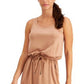 ID Ideology Vestido curto feminino com bolso elástico e cordão na cintura, sem mangas, decote redondo, marrom, tamanho pequeno