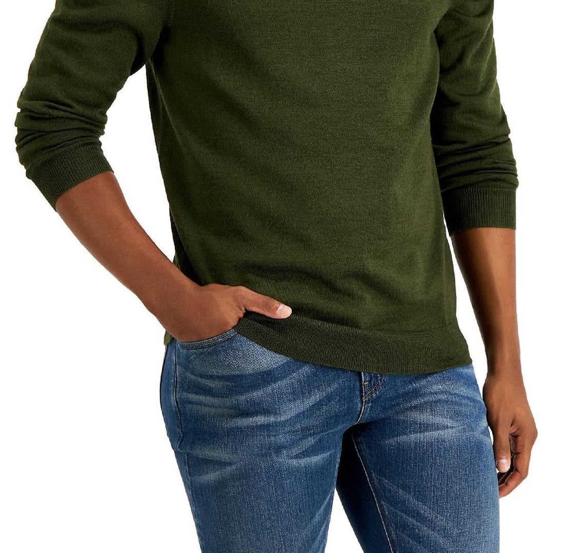 Suéter masculino Club Room com decote em V e mistura de lã merino, verde, tamanho XXG