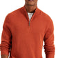 Suéter de algodão texturizado com zíper de um quarto masculino Club Room, laranja, tamanho XXX-G