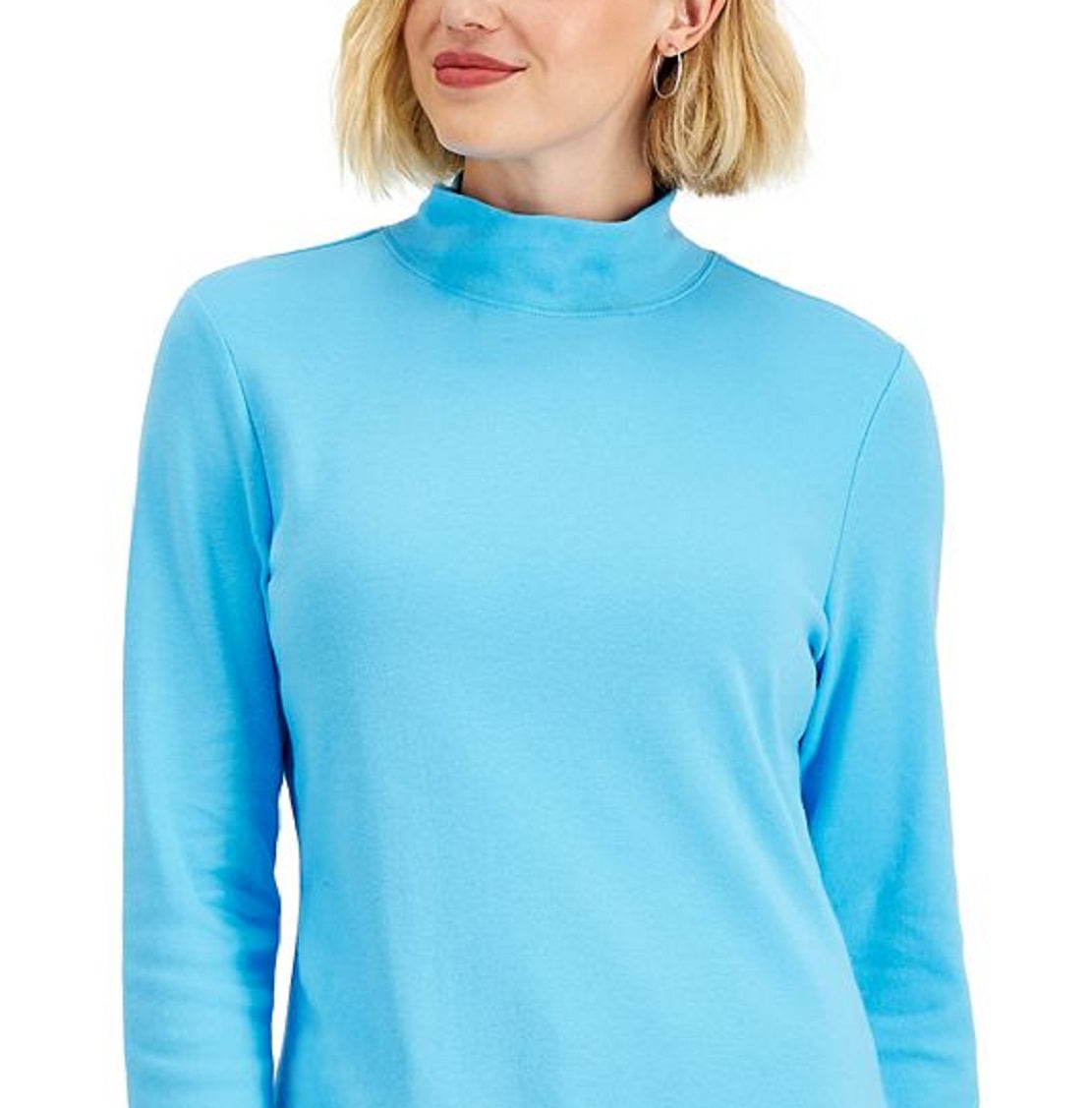 Karen Scott Blusa Feminina Gola Falsa Azul Tamanho Médio