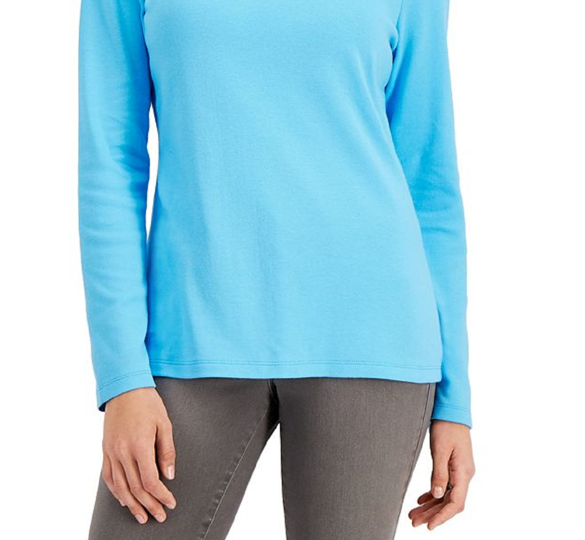 Karen Scott Blusa Feminina Gola Falsa Azul Tamanho Médio