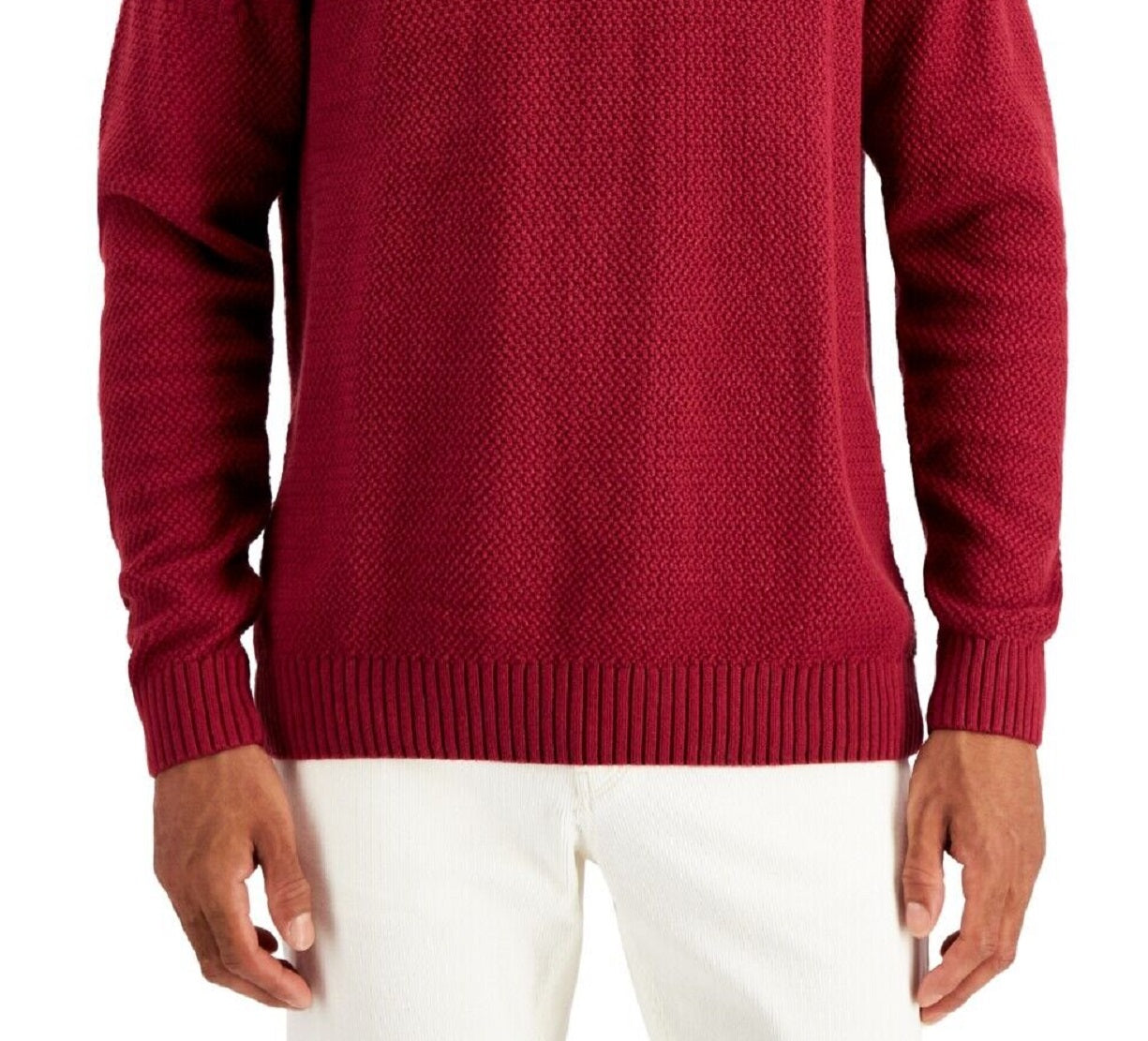 Suéter de gola alta de malha grossa masculina Club Room, vermelho, tamanho extragrande