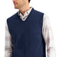 Colete masculino Club Room com decote em V e cor lisa, tamanho extragrande, azul