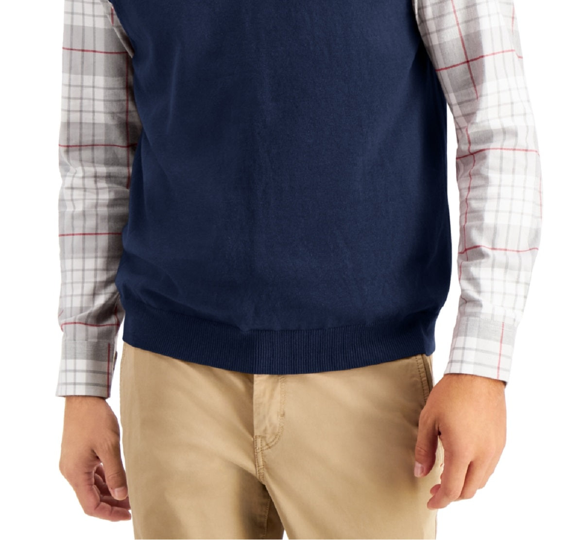 Colete masculino Club Room com decote em V e cor lisa, tamanho extragrande, azul