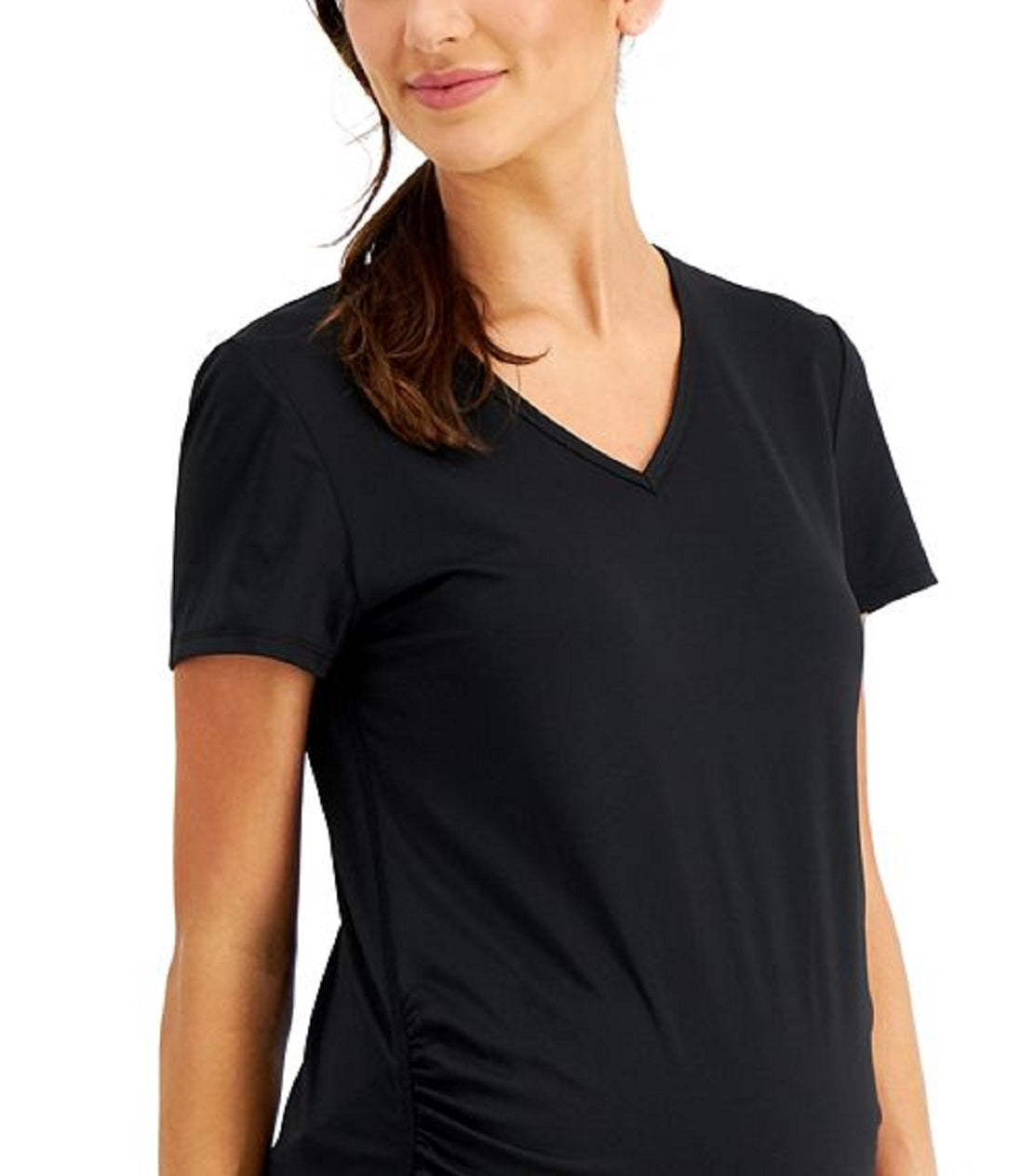 Camiseta feminina para maternidade ID Ideology, preta, tamanho grande