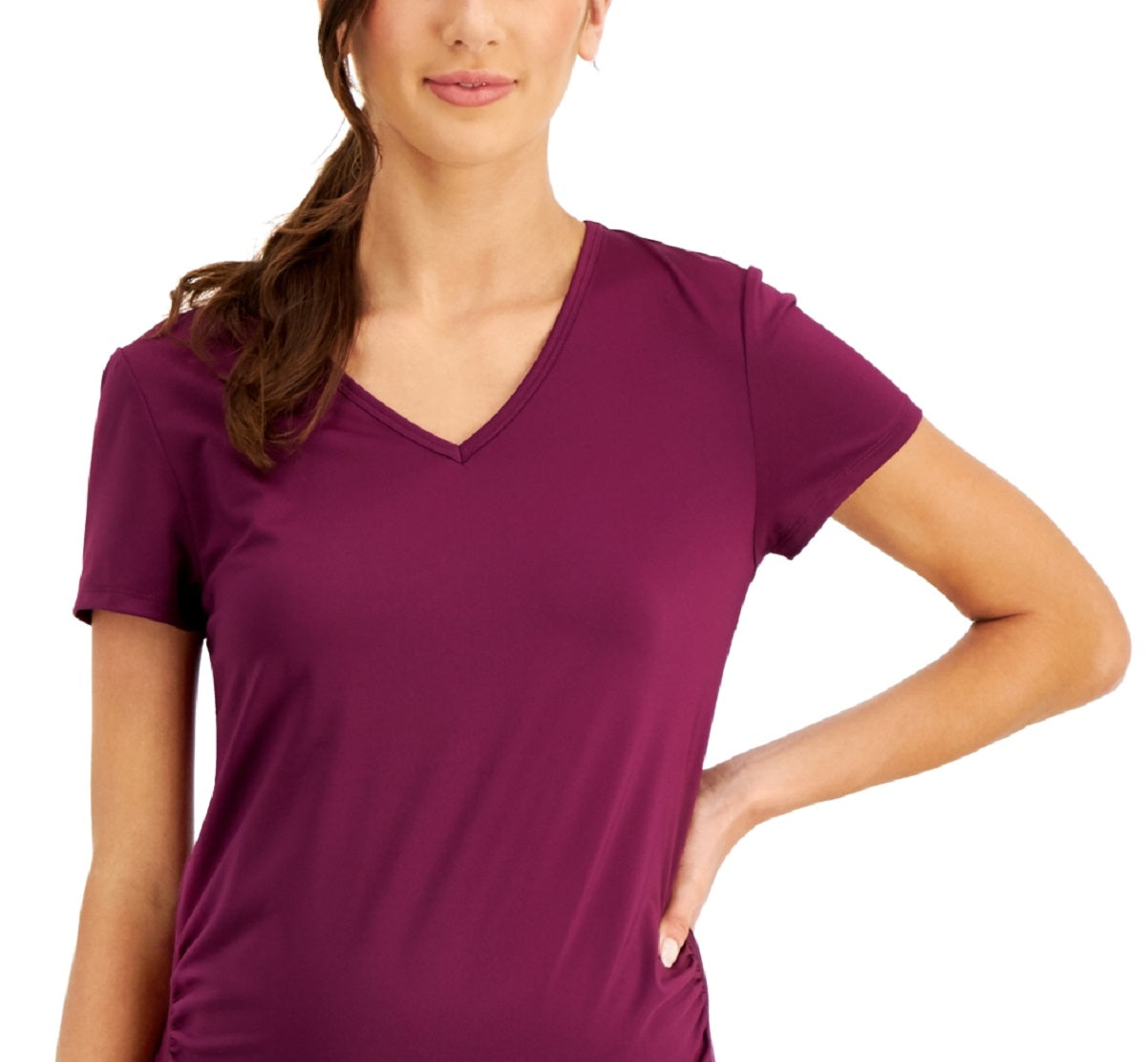 Camiseta feminina para maternidade ID Ideology, roxa, tamanho grande