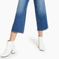 Calça jeans cropped feminina estilo &amp; co, perna larga, azul, tamanho 6