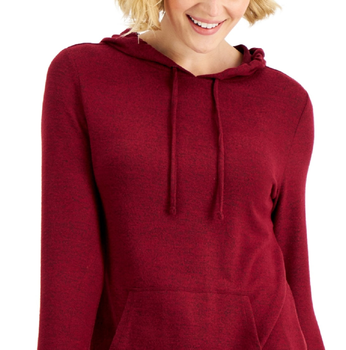 ID Ideology Moletom com capuz feminino de malha macia, vermelho, tamanho grande