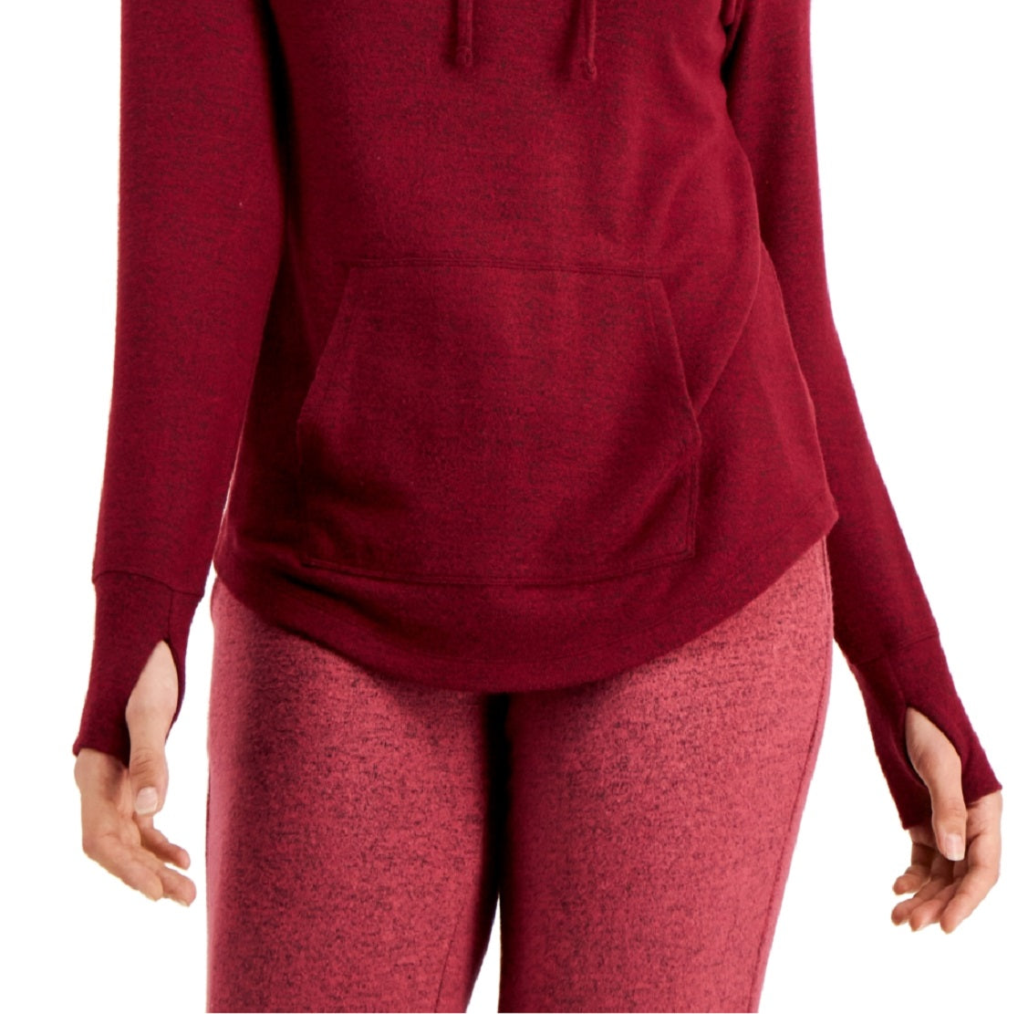 ID Ideology Moletom com capuz feminino de malha macia, vermelho, tamanho grande