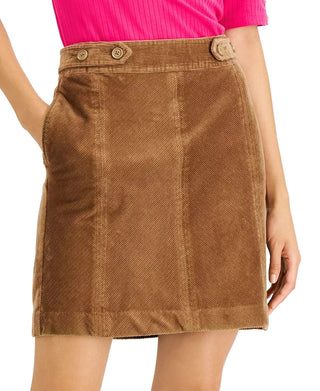Charter Club Women's Tummy Control Corduroy Skirt Brown Size 6
