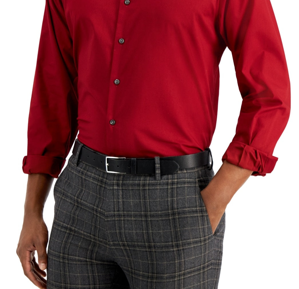 Camisa social masculina Club Room Regular Fit Solid Vermelha Tamanho Médio