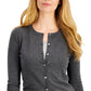 Cardigan feminino Charter Club com botões, cinza, tamanho médio