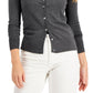 Cardigan feminino Charter Club com botões, cinza, tamanho médio