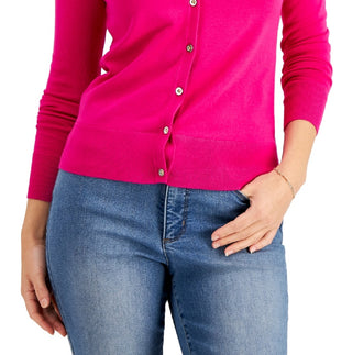 Charter Club Women's Button Cardigan Pink Size X-Large