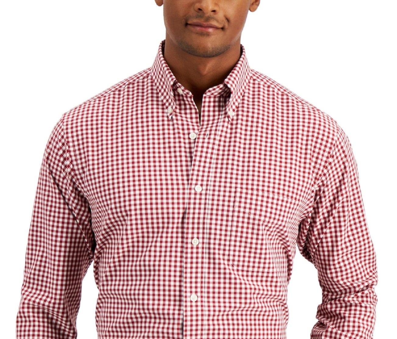 Camisa social masculina Club Room Regular Fit Traveler vermelha tamanho 15x34x35