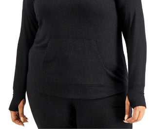 ID Ideology Moletom com capuz feminino plus size, preto, tamanho 1X