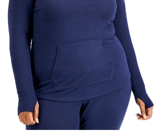 ID Ideology Moletom com capuz feminino de malha azul tamanho 1X