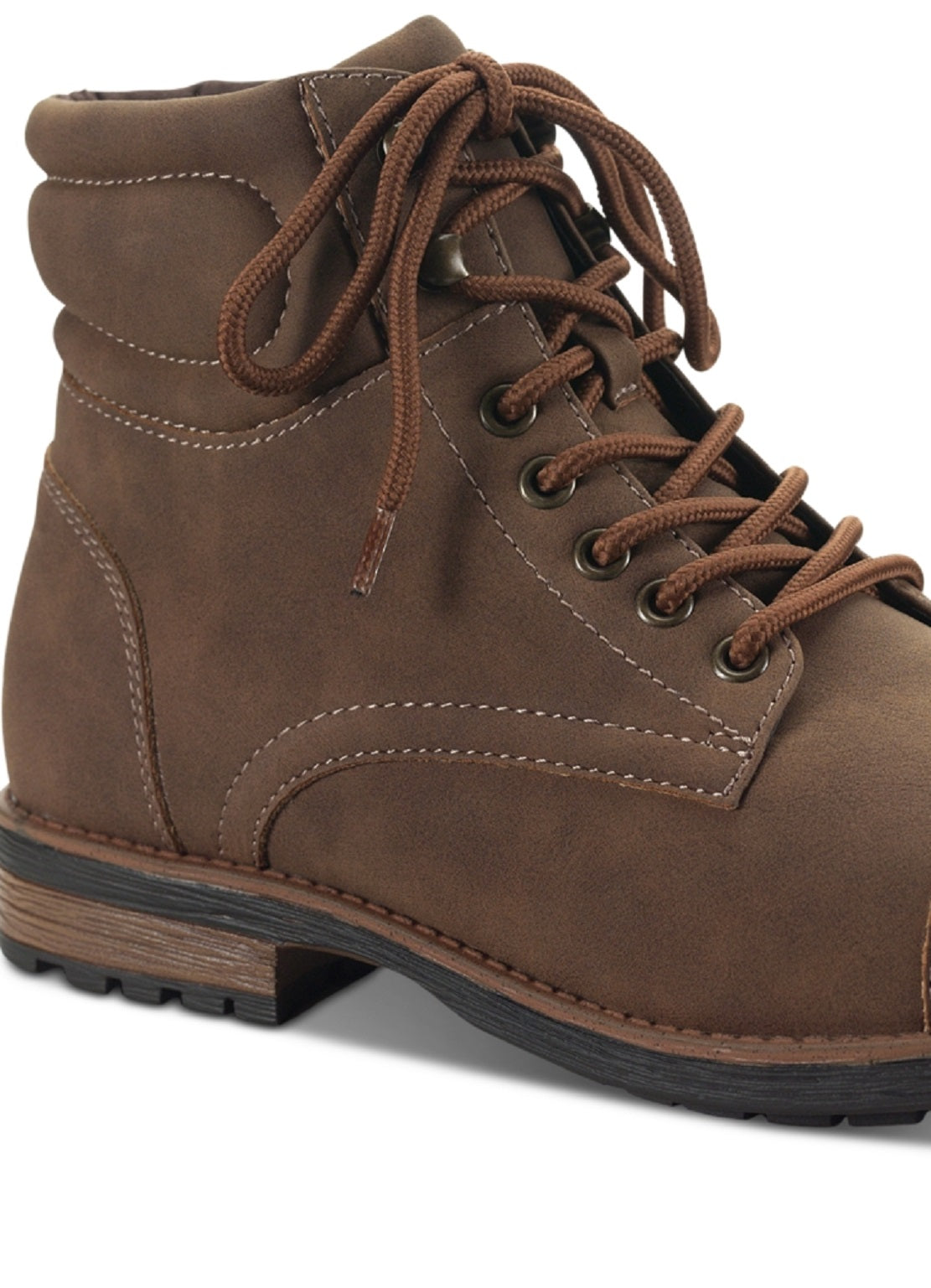 Botas masculinas Baker de couro sintético com cadarço Sun + Stone, marrom, tamanho 11,5 M