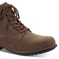Botas masculinas Baker de couro sintético com cadarço Sun + Stone, marrom, tamanho 11,5 M