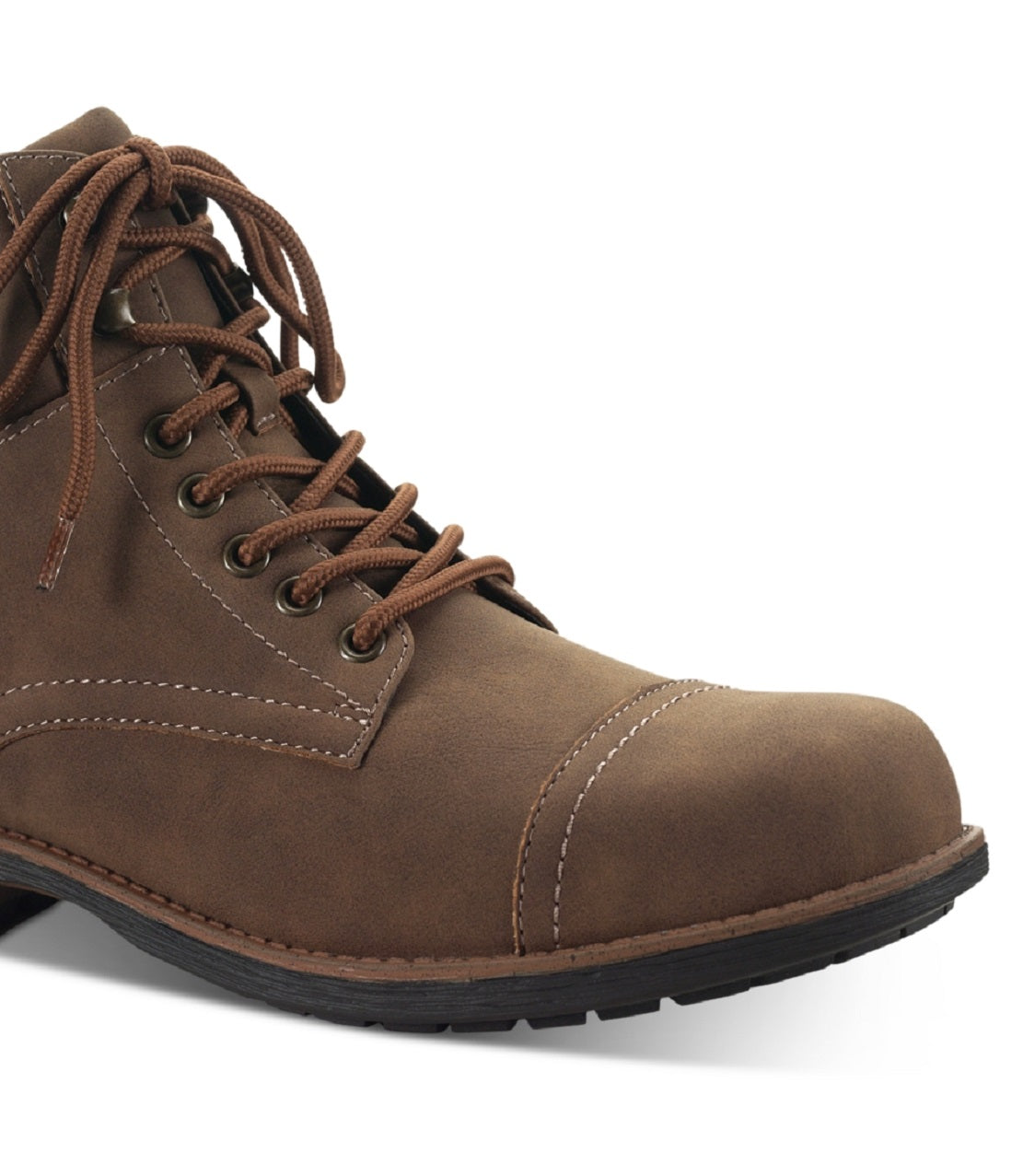 Botas masculinas Baker de couro sintético com cadarço Sun + Stone, marrom, tamanho 11,5 M