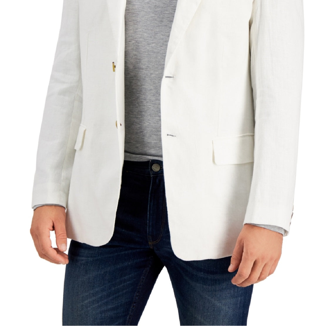 Blazer de linho masculino Club Room, branco, tamanho médio
