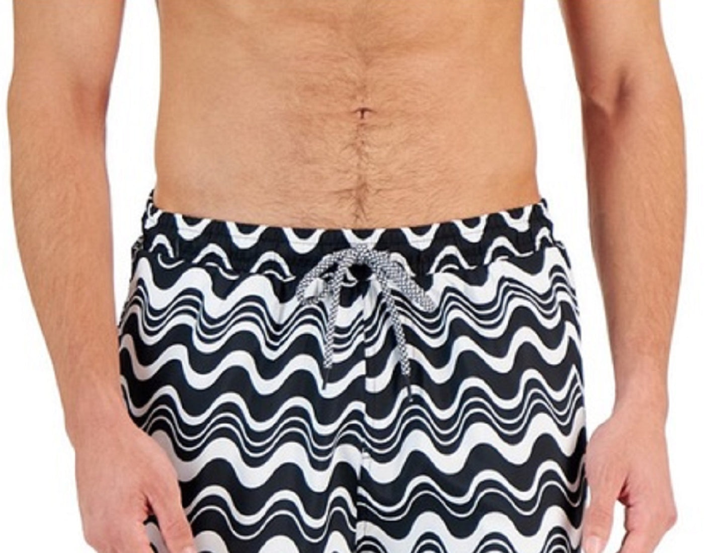 Calções de banho masculinos com estampa de ondas INC International Concepts, pretos, tamanho XX-G