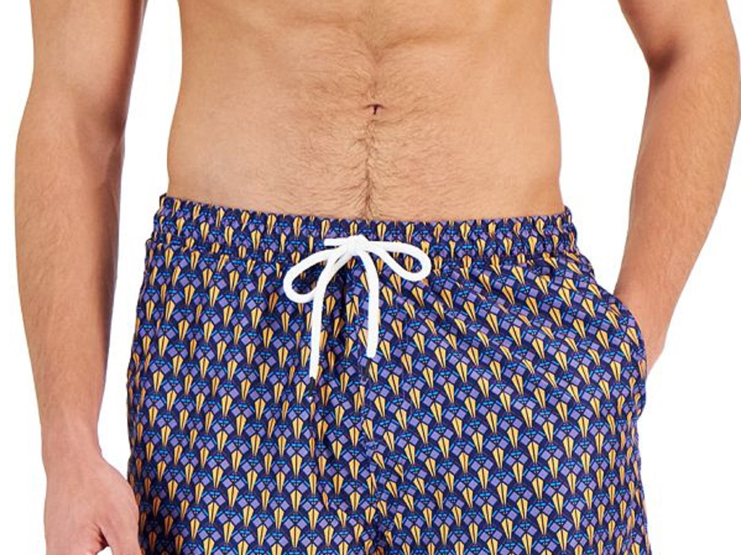 Calções de banho masculinos com estampa geométrica Bicho da INC International Concepts, azul, tamanho médio
