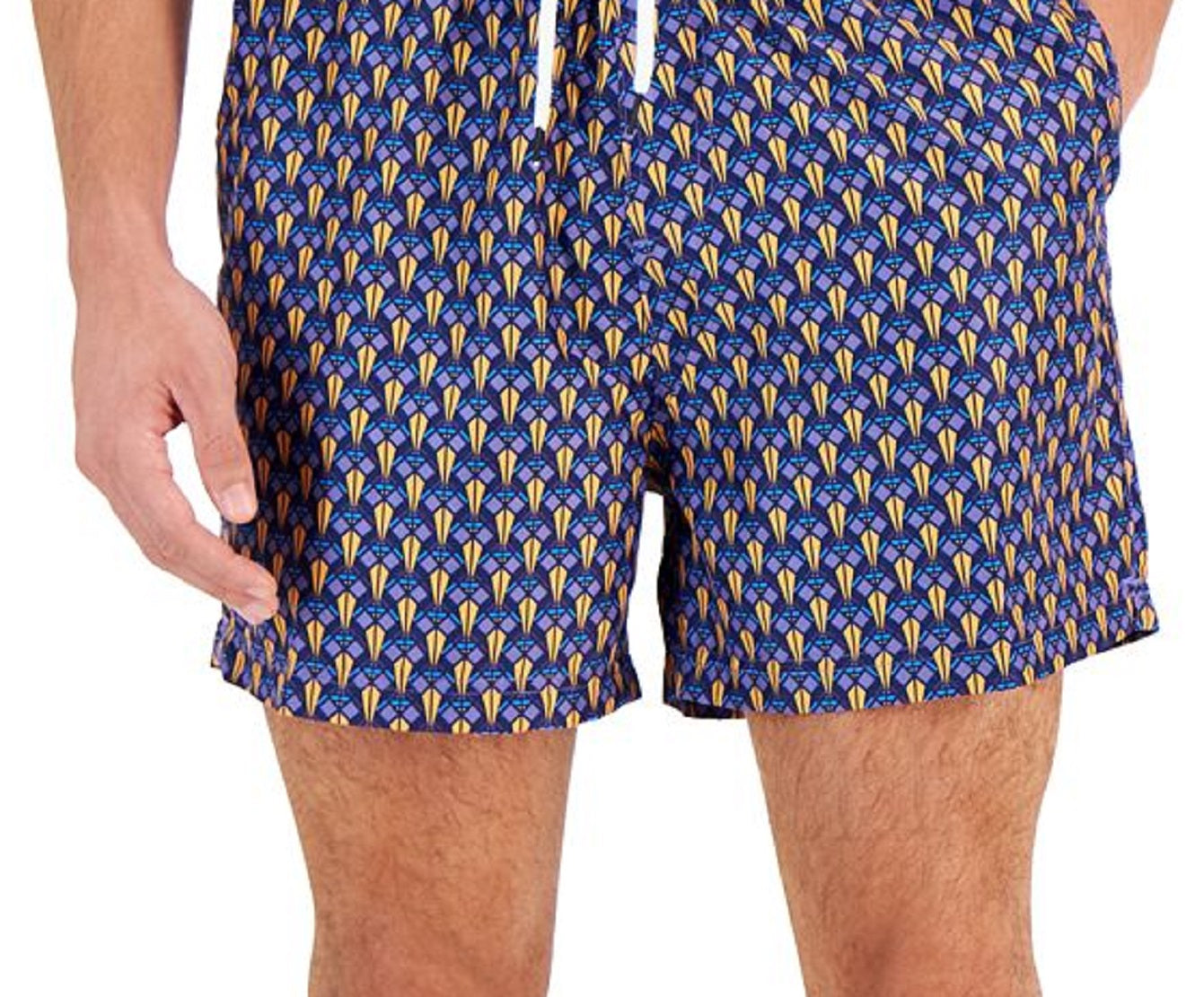 Calções de banho masculinos com estampa geométrica Bicho da INC International Concepts, azul, tamanho médio