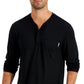 Camisa Henley Alfani Masculina com Zíper de 1/4, Preta, Tamanho X-G