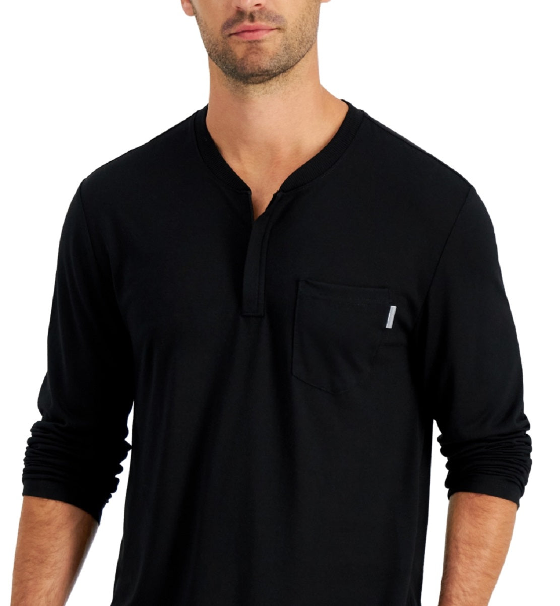 Camisa Henley Alfani Masculina com Zíper de 1/4, Preta, Tamanho X-G