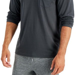 Camisa Henley Alfani Masculina com Zíper de 1/4 Cinza Tamanho Grande