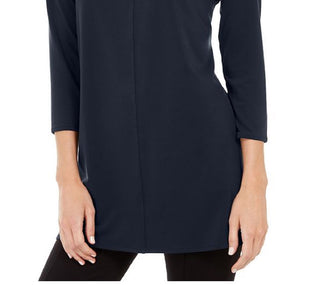 Alfani Women's Boat Neck Tunic Blue Size Petite Small