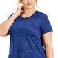 Camiseta feminina camuflada ID Ideology com estampa jacquard e absorção de umidade, azul, tamanho 4X