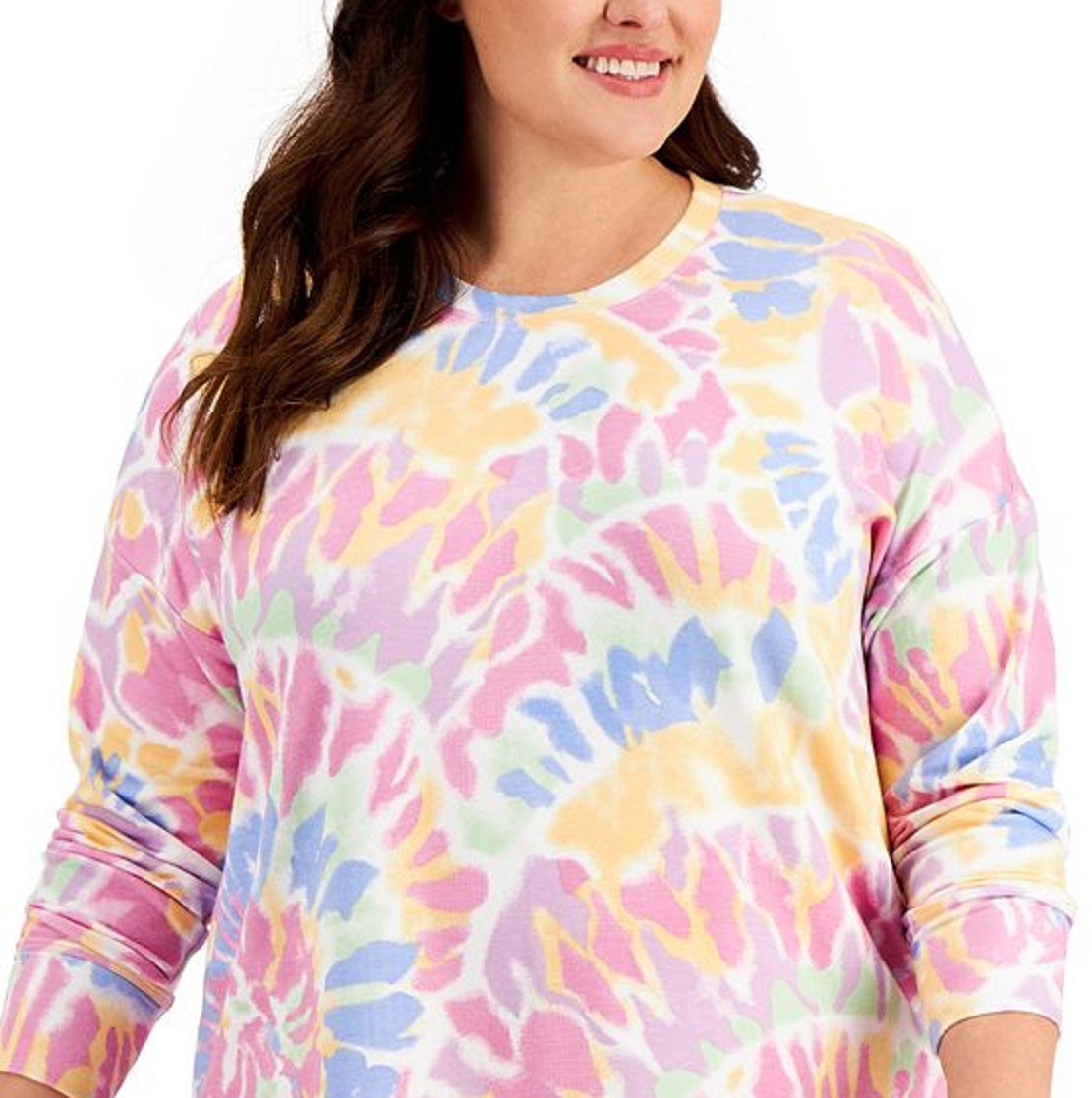 ID Ideology Blusa feminina de manga comprida Twisted Colors, branca, tamanho 3X