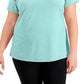 Camiseta feminina ID Ideology Rapidry com decote em V e performance, azul, tamanho 1X