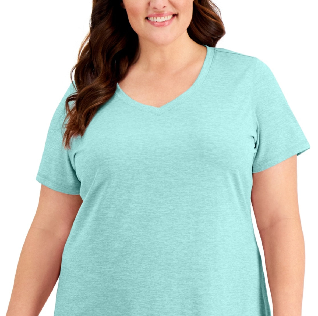 Camiseta feminina ID Ideology Rapidry com decote em V e performance, azul, tamanho 2X