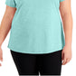 Camiseta feminina ID Ideology Rapidry com decote em V e performance, azul, tamanho 2X