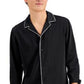 Camisa de acampamento masculina com debrum contrastante e ajuste regular da INC International Concepts, preta, tamanho X-S