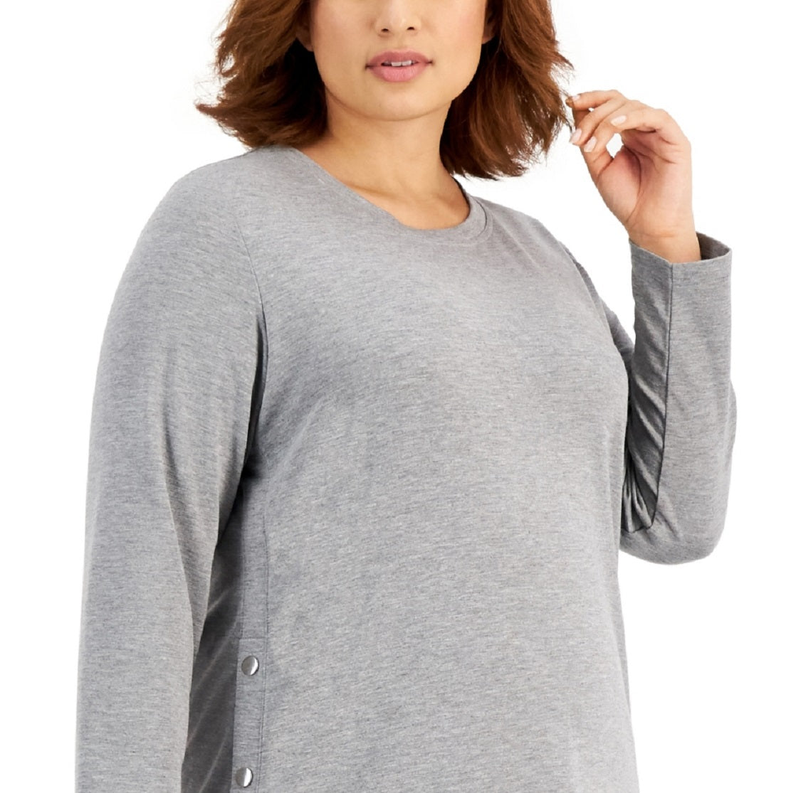 ID Ideology Top túnica feminino com botões laterais cinza tamanho 2X