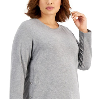 ID Ideology Top túnica feminino com botões laterais cinza tamanho 2X